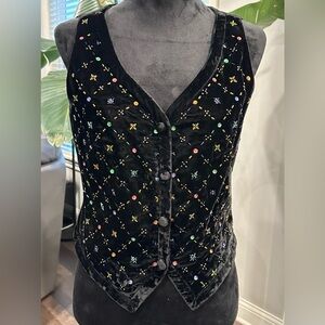 Vintage Banana Republic Velvet Beaded
Vest 90s Flair Size 10